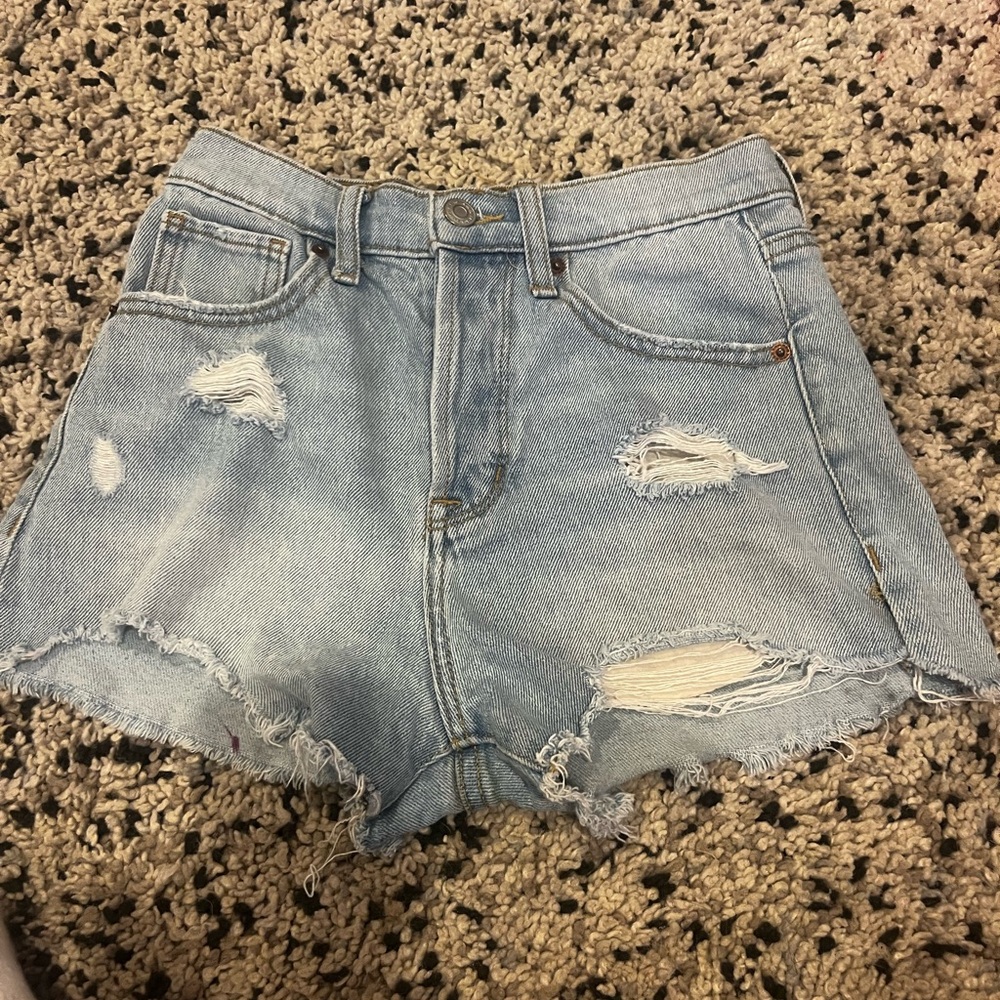 washed blue jean short
